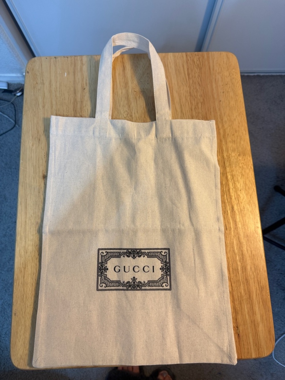 Gucci Cream Canvas Tote with Black Logo